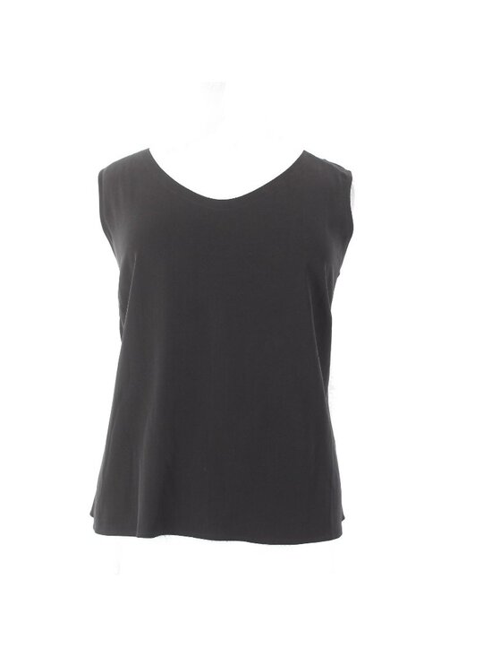 Eileen Fisher Tops - Eileen Fisher Top $138 Sz 2X Black Rounded Shell 100% Silk Top